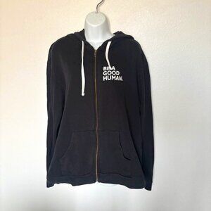 Pre-Loved "Be a Good Human" black zip up hoodie, size XL